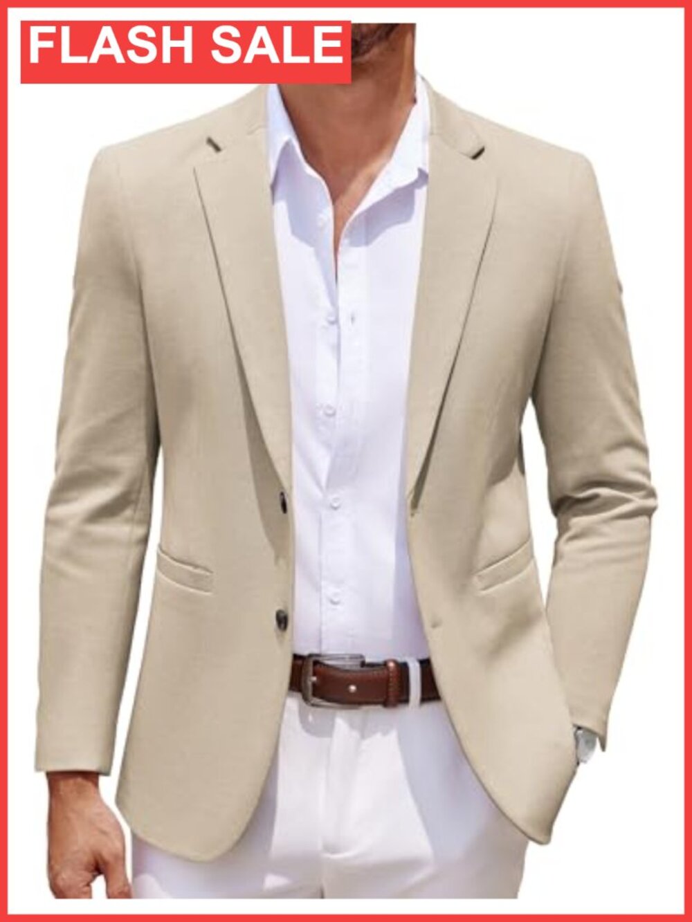 Men's Casual Knit Blazer Two Button Stretch Sport Coat